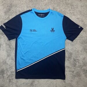 Psycho Bunny National Bank Open Blue Crewneck Tee T-Shirt Mens Large